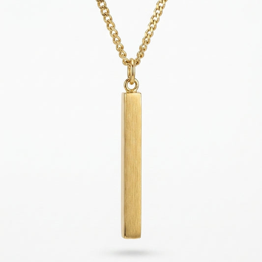 Vertical Bar Pendant Necklace – Minimalist Engraved Stick Chain
