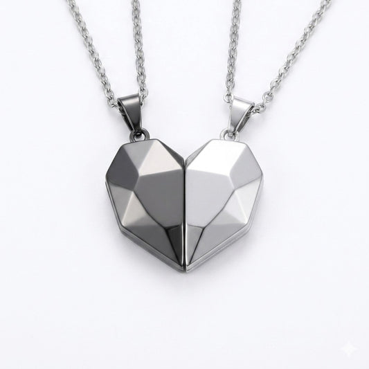 Magnetic Couple Heart Necklace – “Two Souls, One Heart” Set