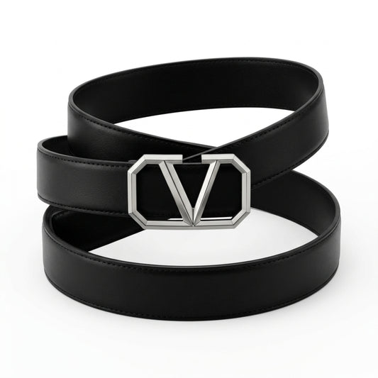 Vuitton Signature Calfskin Belt – Iconic Silver Buckle Design
