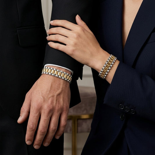 Two-Tone Jubilee Link Bracelet – Crown Lock Design