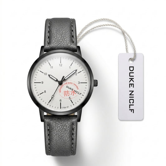DUKE NICLF 1706-31 Unisex Watch | Black Strap White Dial