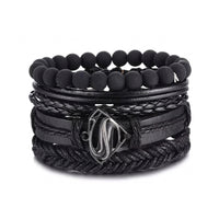 Superman Multi-Layer Bracelet Set – Braided Leather & Bead Design