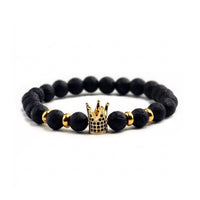 King’s Crown Lava Stone Bracelet – Imperial Power Beaded Design