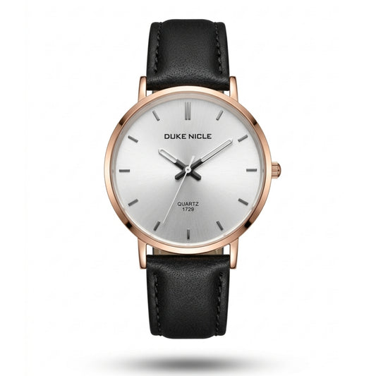 DUKE NICLE 1729 Unisex Watch | Black Strap Rose Gold Case