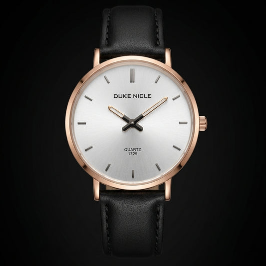 DUKE NICLE 1729 Unisex Watch | Black Strap Rose Gold Case