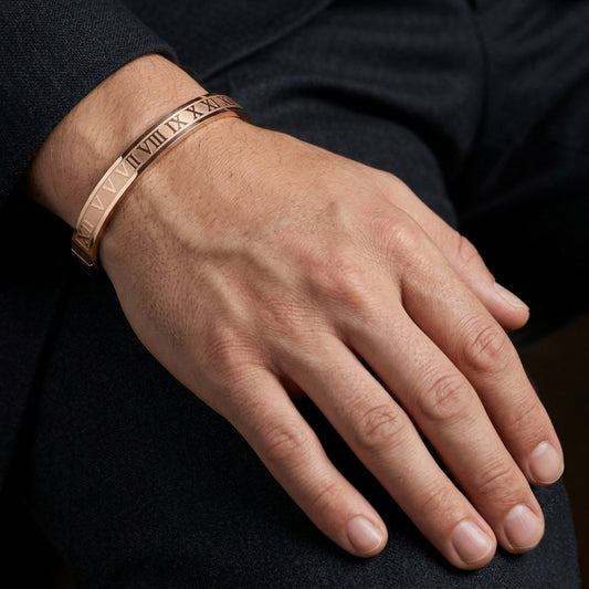 Roman Numeral Bangle Bracelet – Gold, Rose Gold & Silver Timeless Design