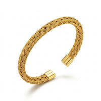 Gold Braided Cuff Bracelet – Contemporary Kara Style Bangle