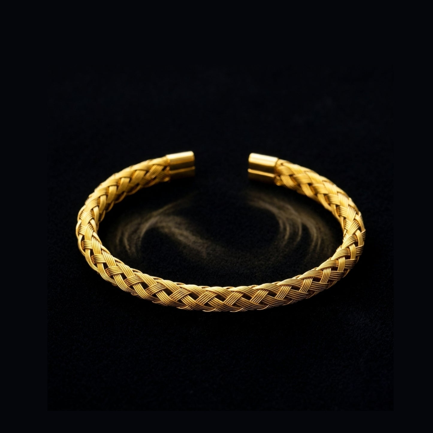 Gold Braided Cuff Bracelet – Contemporary Kara Style Bangle