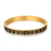 Roman Numeral Bangle Bracelet – Gold & Black Eternal Time Design