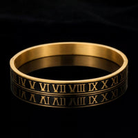 Roman Numeral Bangle Bracelet – Gold & Black Eternal Time Design