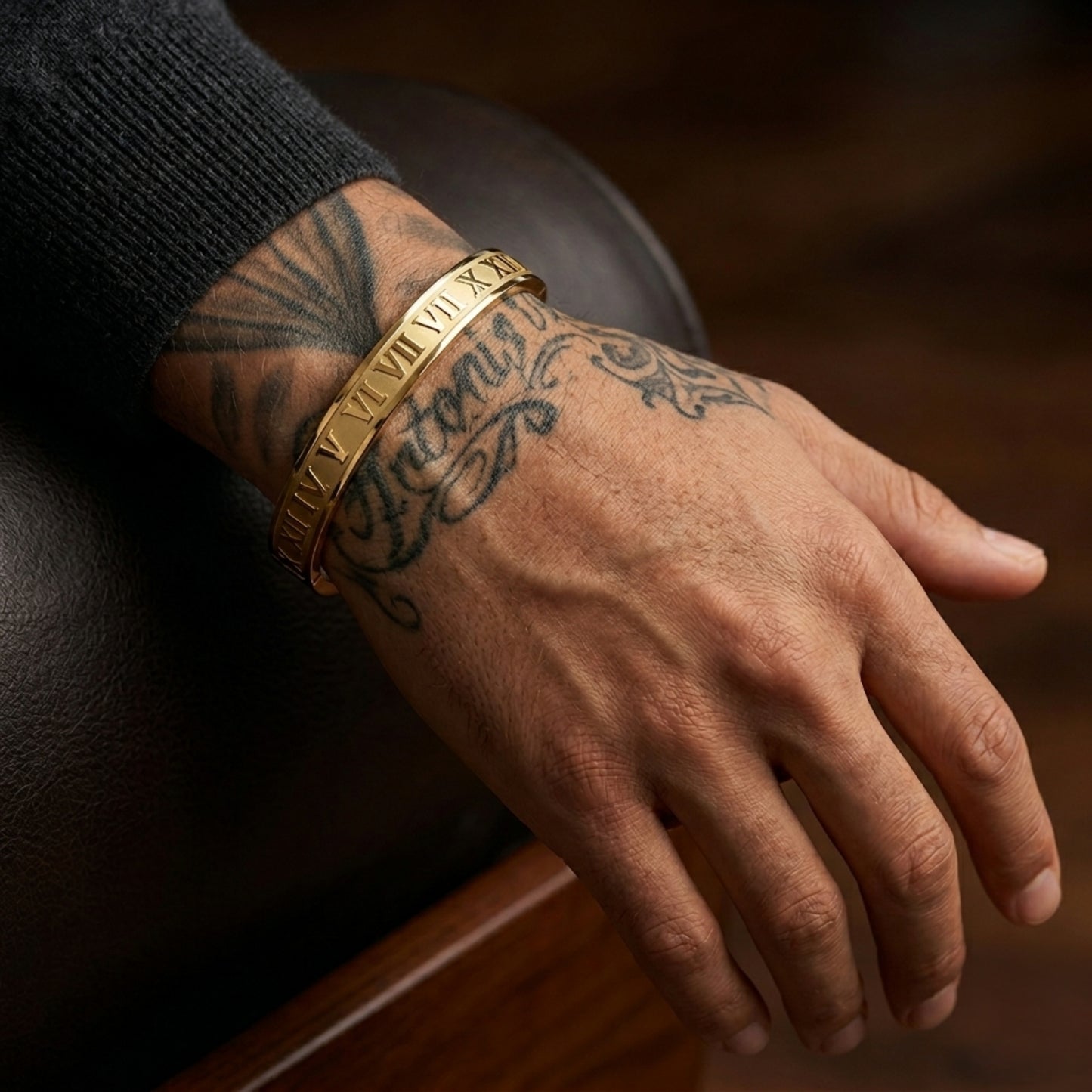 Roman Numeral Bangle Bracelet – Gold, Silver, Light Pink & Gray Eternal Time Design