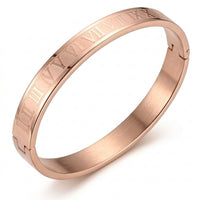 Roman Numeral Bangle Bracelet – Gold, Silver, Light Pink & Gray Eternal Time Design