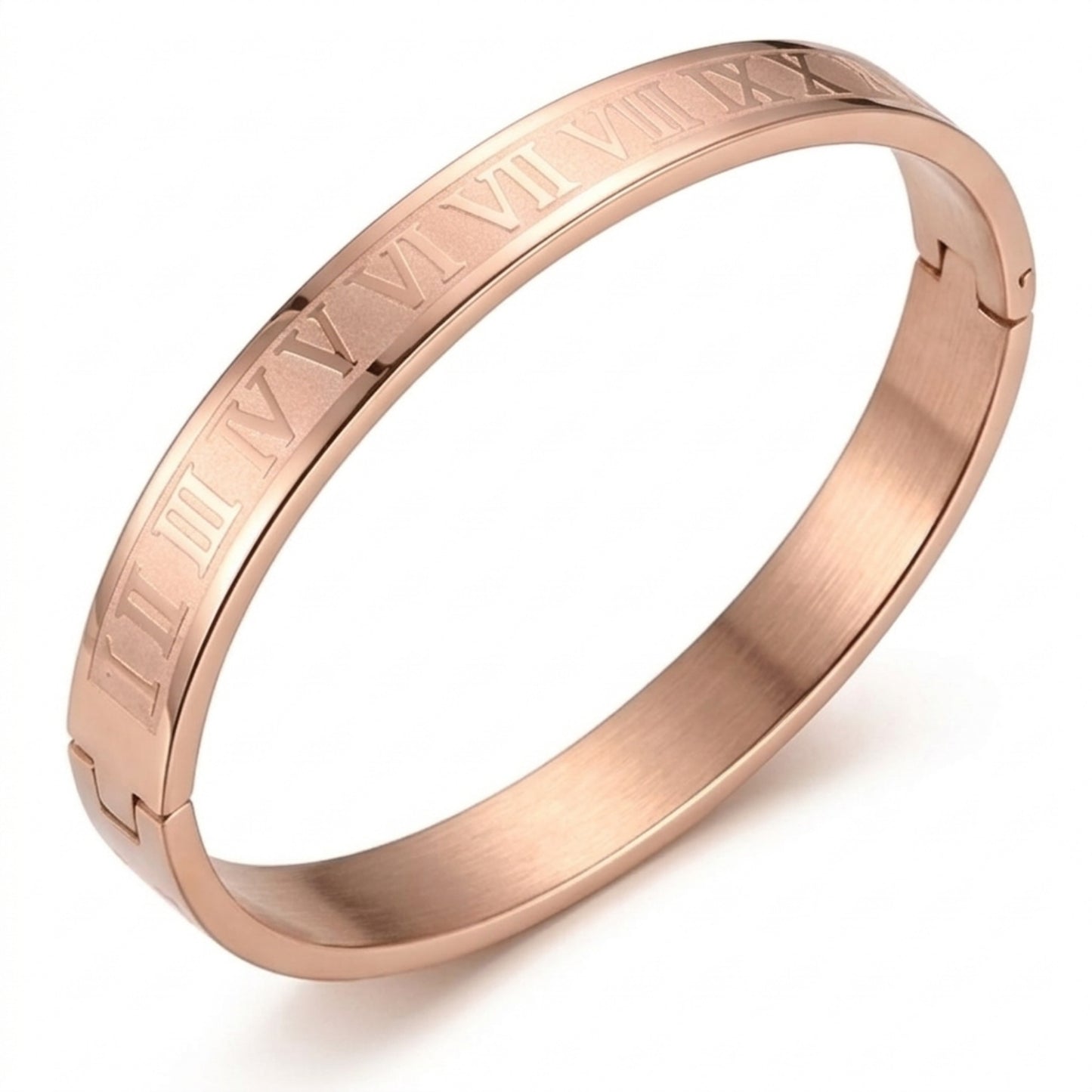 Roman Numeral Bangle Bracelet – Gold, Silver, Light Pink & Gray Eternal Time Design