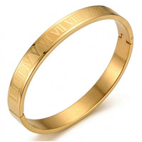 Roman Numeral Bangle Bracelet – Gold, Silver, Light Pink & Gray Eternal Time Design