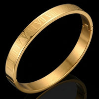 Roman Numeral Bangle Bracelet – Gold, Silver, Light Pink & Gray Eternal Time Design