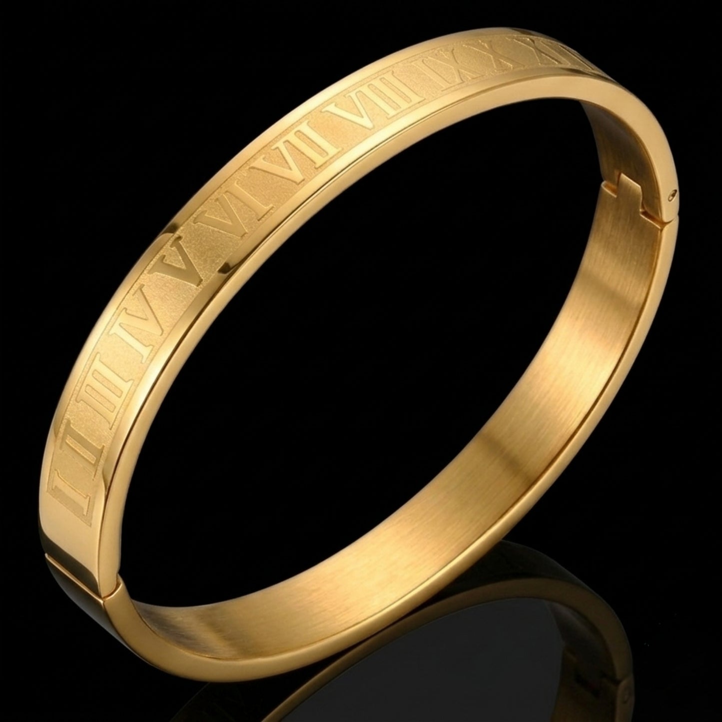 Roman Numeral Bangle Bracelet – Gold, Silver, Light Pink & Gray Eternal Time Design