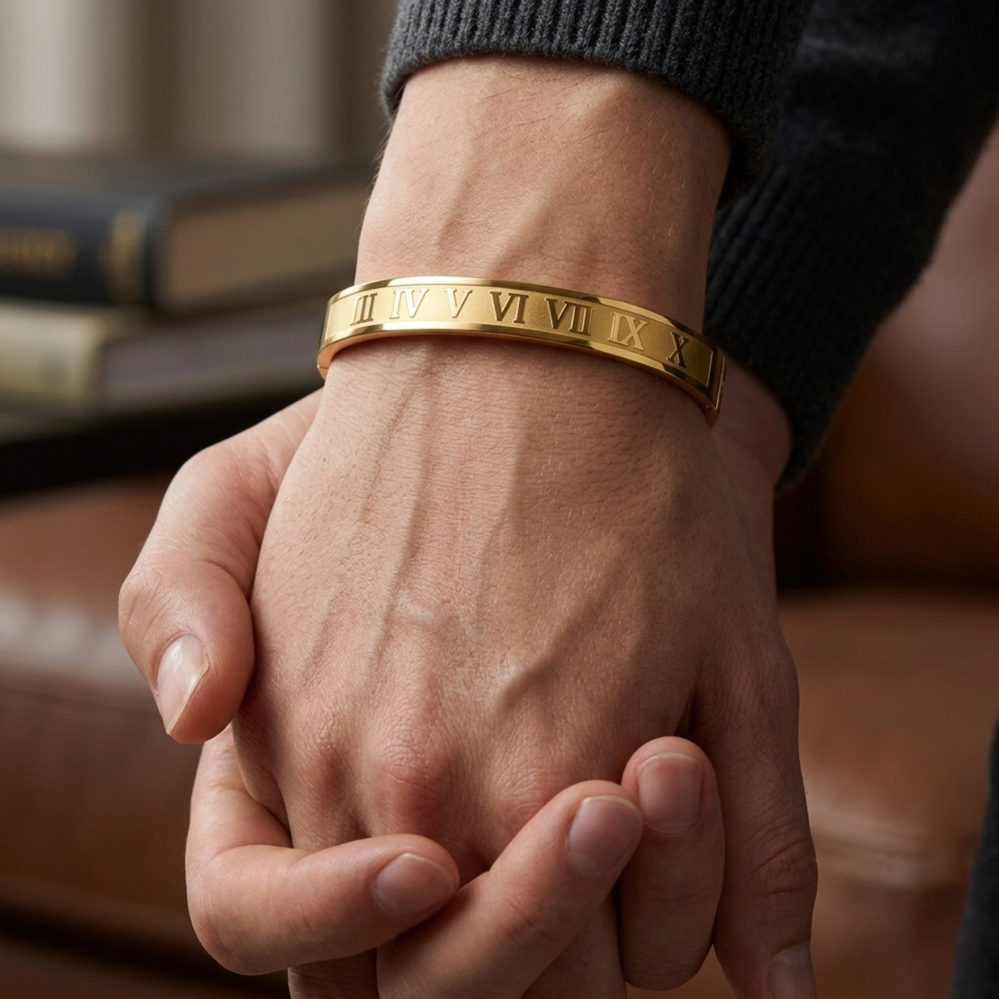 Roman Numeral Bangle Bracelet – Gold, Silver, Light Pink & Gray Eternal Time Design