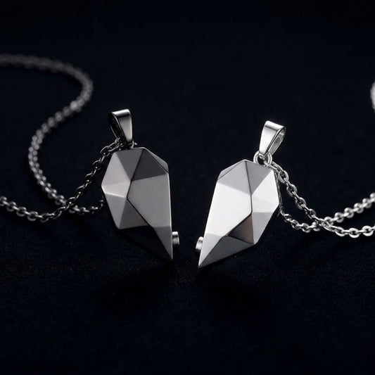 Magnetic Couple Heart Necklace – “Two Souls, One Heart” Set