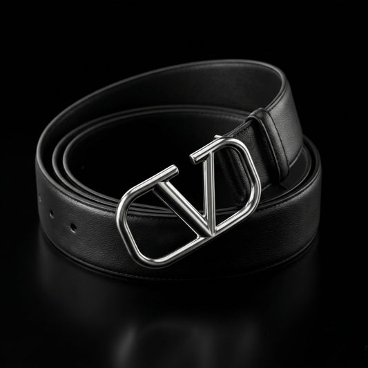 Vuitton Signature Calfskin Belt – Iconic Silver Buckle Design