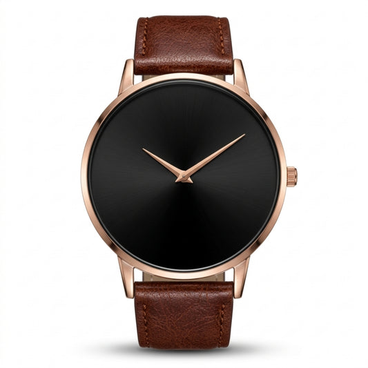 Teleio Greek God Unisex Watch | Rose Gold Case Brown Leather Strap