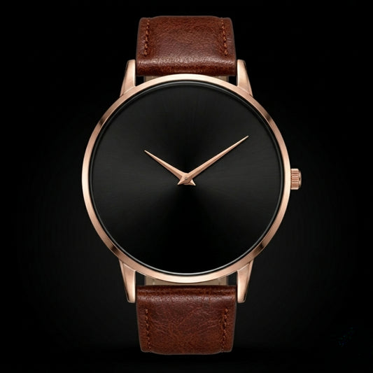 Teleio Greek God Unisex Watch | Rose Gold Case Brown Leather Strap