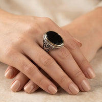 Ottoman Black Onyx Ring – 925 Silver