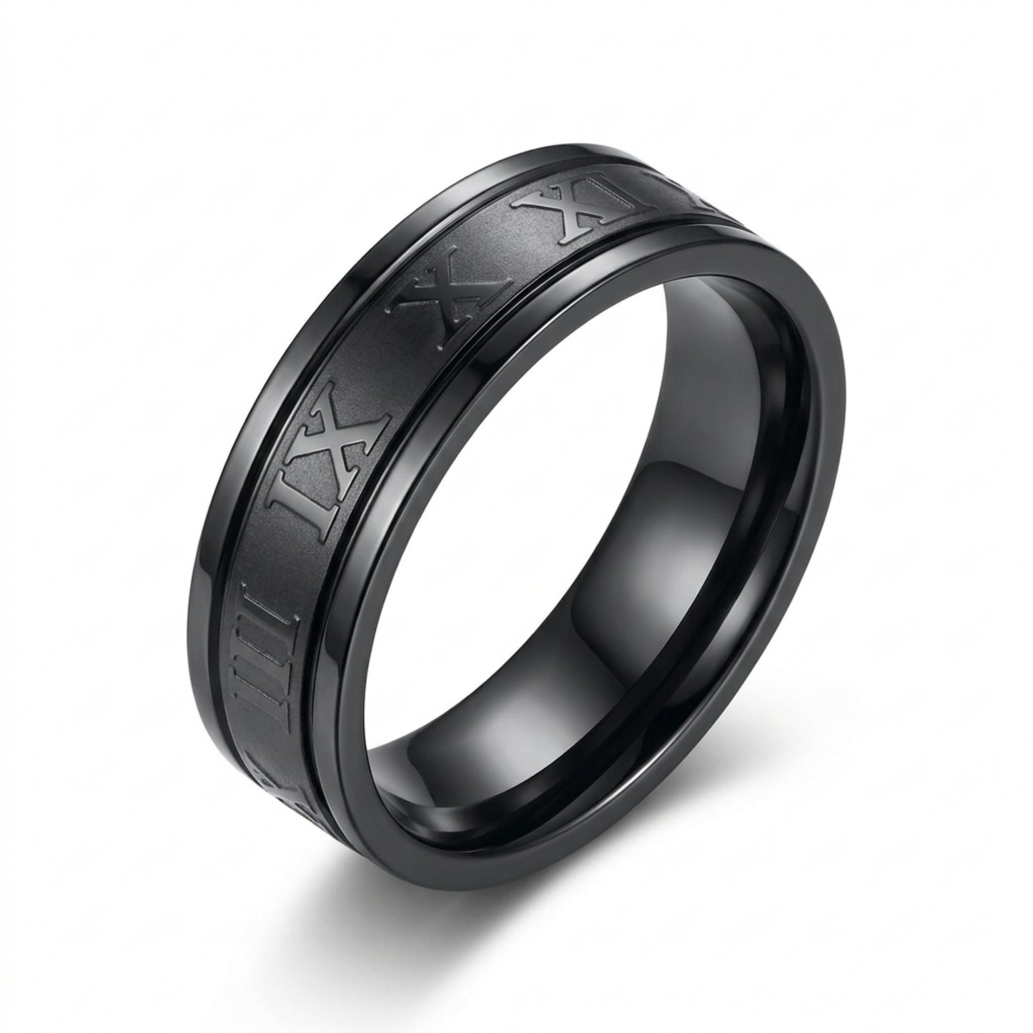 Roman Numeral Band Ring – Stainless Steel Classic