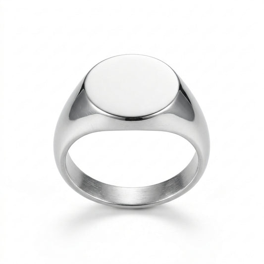 Minimal Round Signet Ring – Sleek Flat Top Band