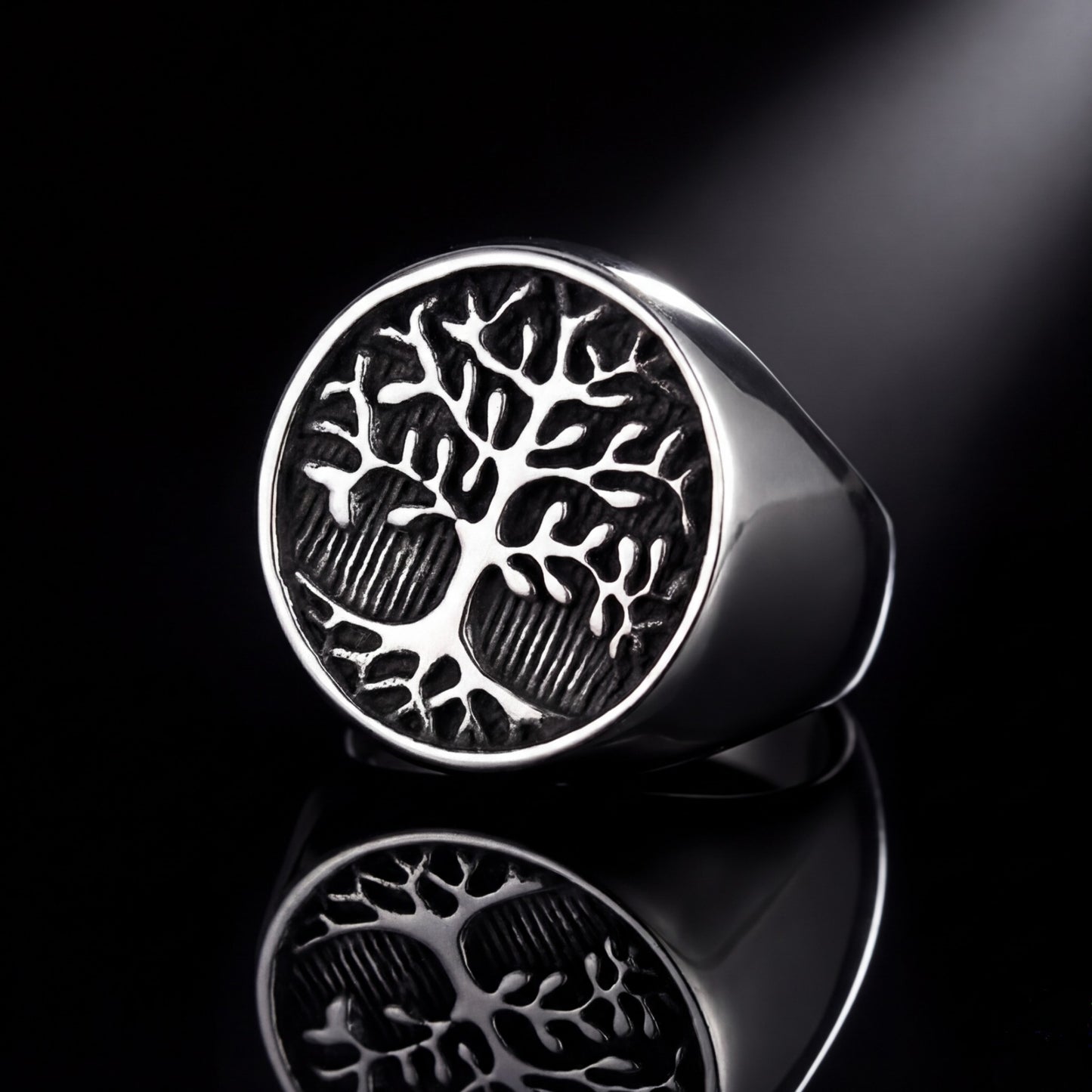 Tree of Life Signet Ring – Stainless Steel Band