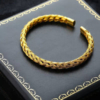 Artisan Gold Intricate Braided Metal Open Cuff Bangle