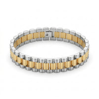 Two-Tone Triple Link Watch Strap Bracelet – Stainless Steel & Gold Finish