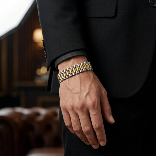 Two-Tone Jubilee Link Bracelet – Crown Lock Design