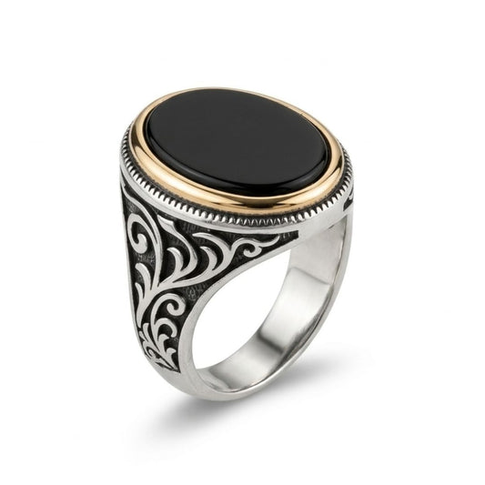 Ottoman Black Onyx Ring – 925 Silver